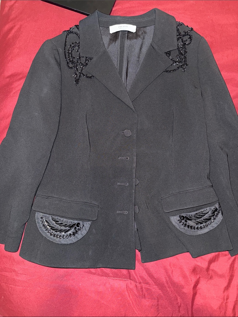 PRADA Black Beaded Detail Blazer